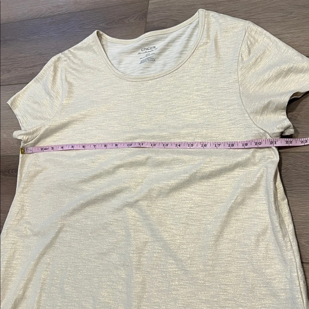 Chico's Shimmery Champagne Gold Short Sleeve High-Low Top Chico’s 3 (US size 16) - Picture 5 of 10